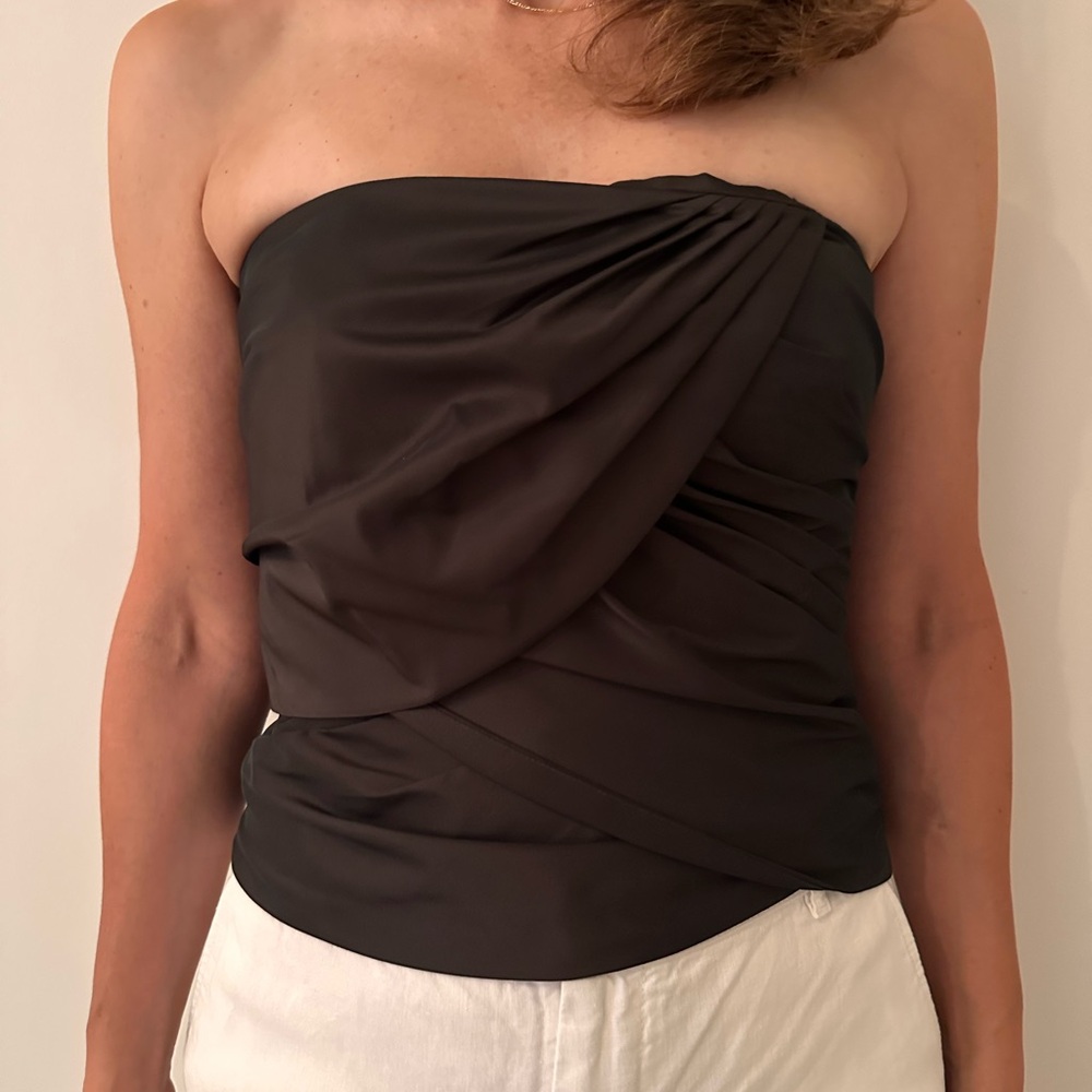 Ann Taylor size 4 Elegant Satin Brown Strapless Top